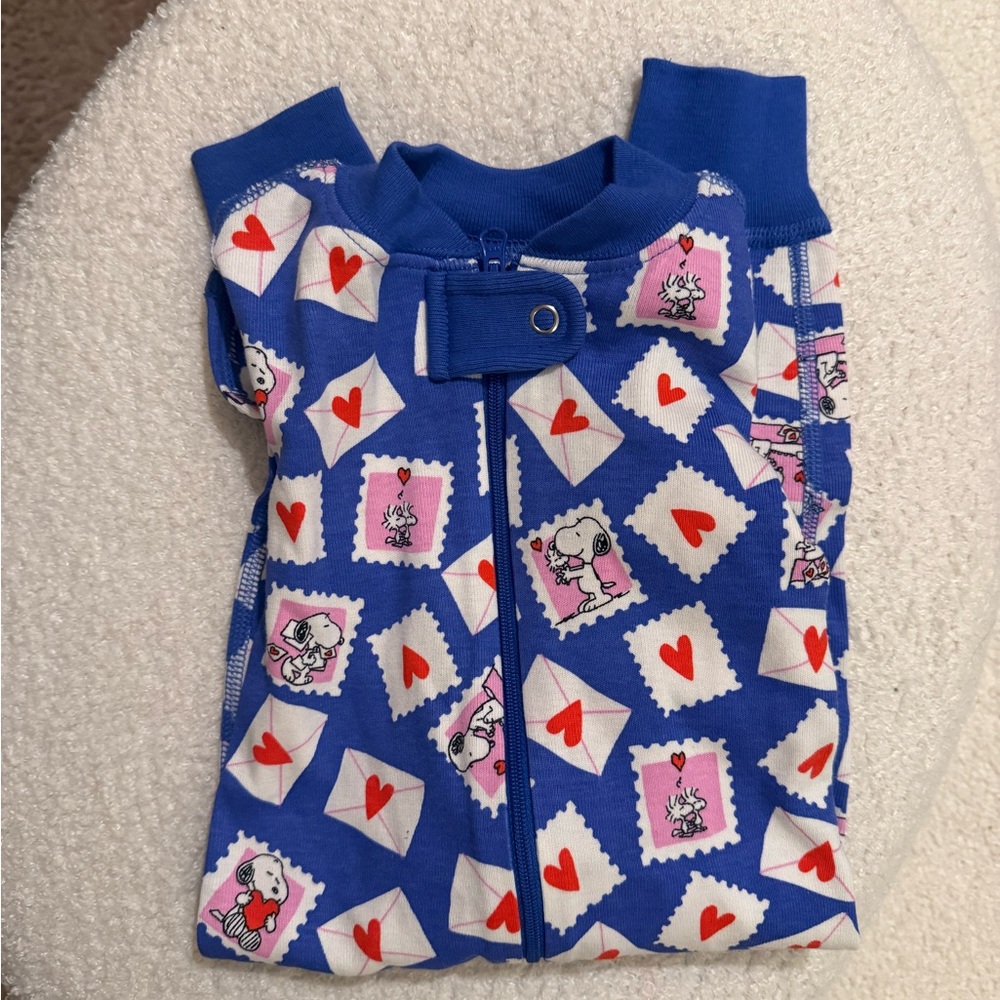 Peanuts Blue Baby Onesie with Snoopy Design